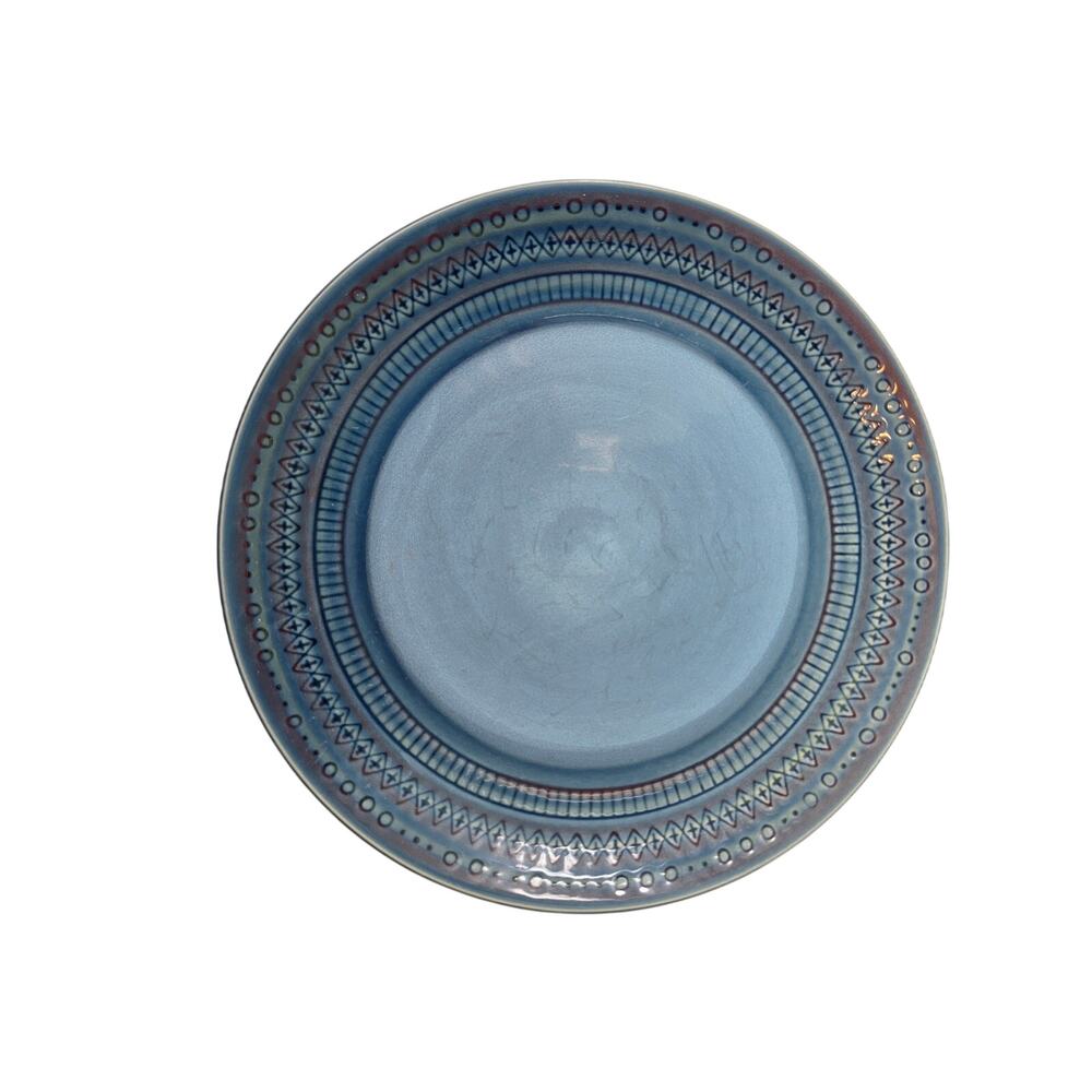 THRESHOLD Kingsland Blue Embossed Diamonds and Dots 10.25" Dinner Plate Set of 2